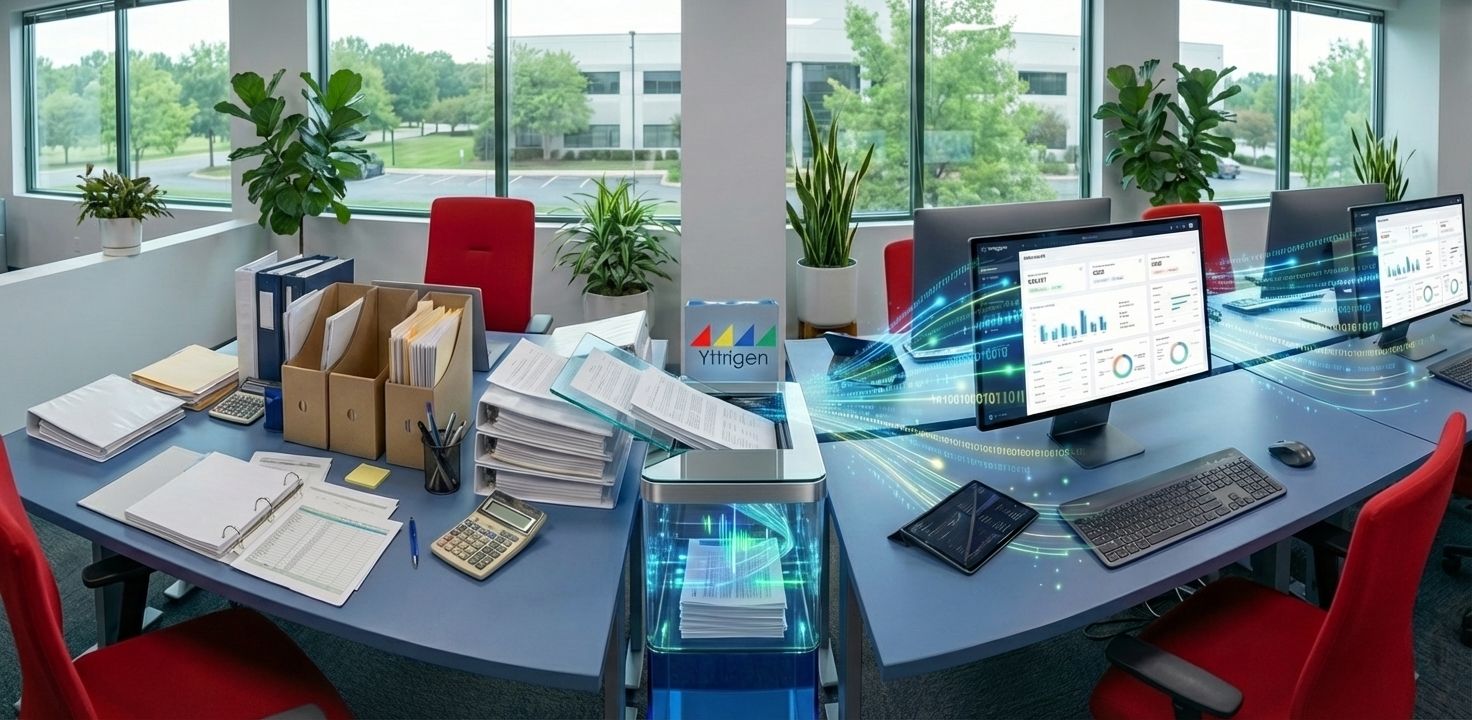 ERP gap visualization showing processes between paper and enterprise software